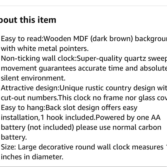 Wooden wall clock Big Vintage Numerals rustic - Picture 8 of 8